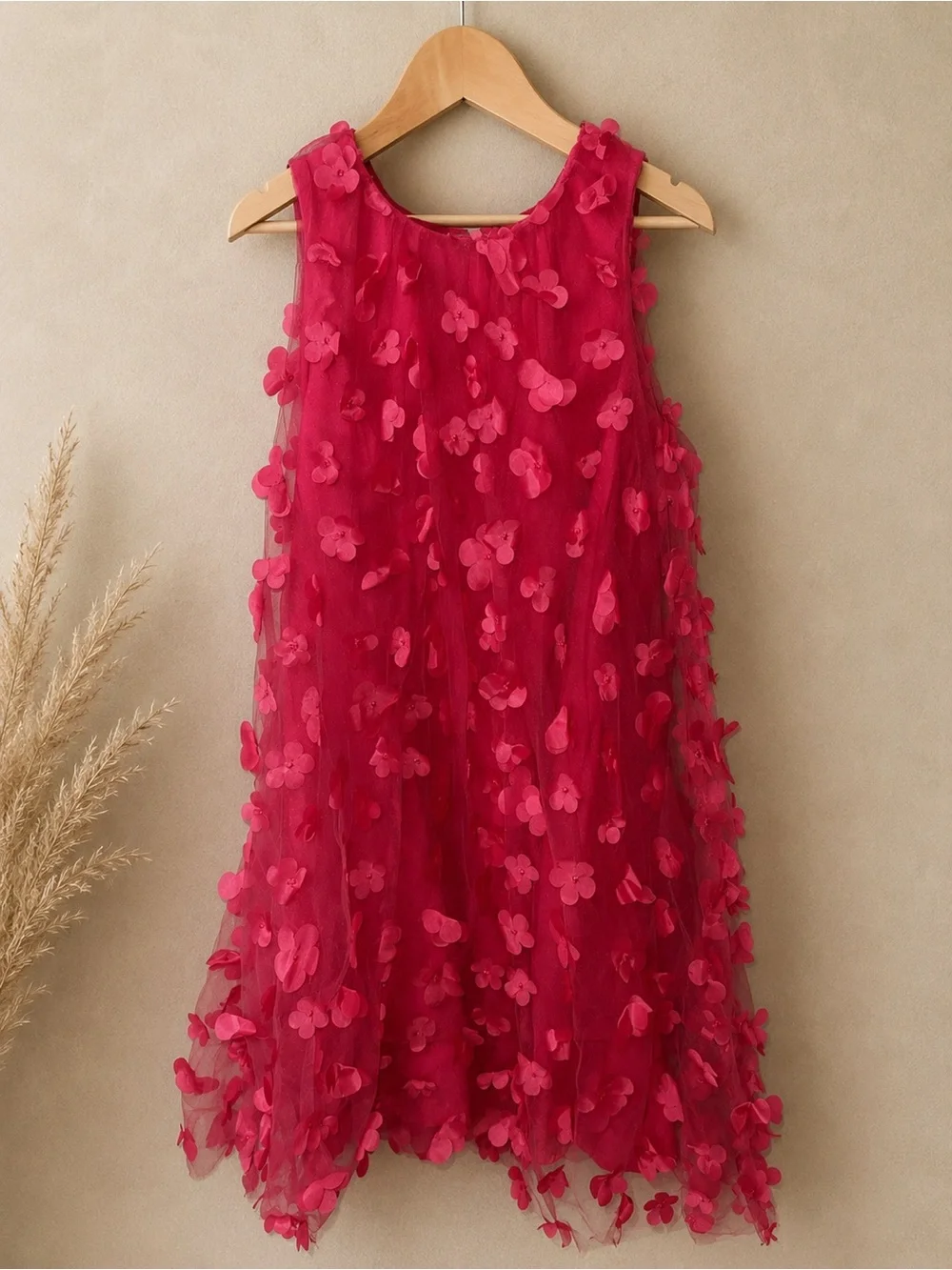 Kensie Girl Size 8 Pink 3D Floral Mesh Party Dress